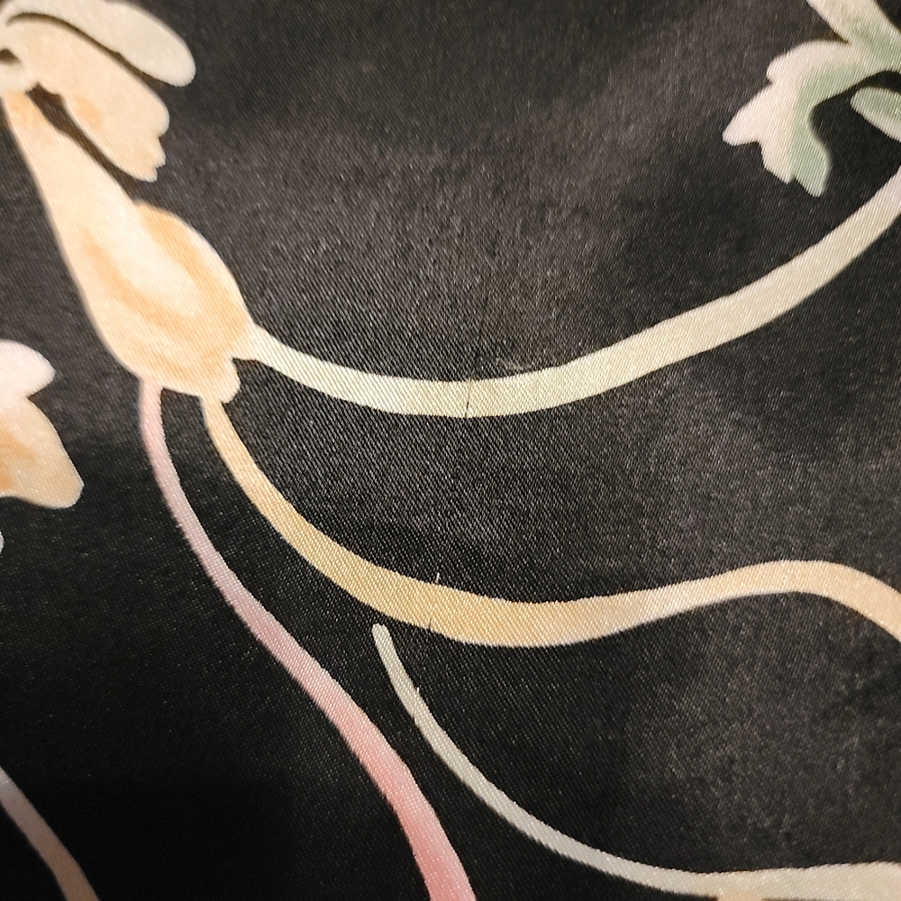Christian Dior Vintage Black Floral Satin Robe Size L/XL - Picture 8 of 8